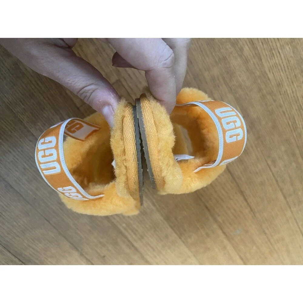 Ugg Oh Yeah Orange Sheepskin Slippers Poppyseed California Toddler Girls 10